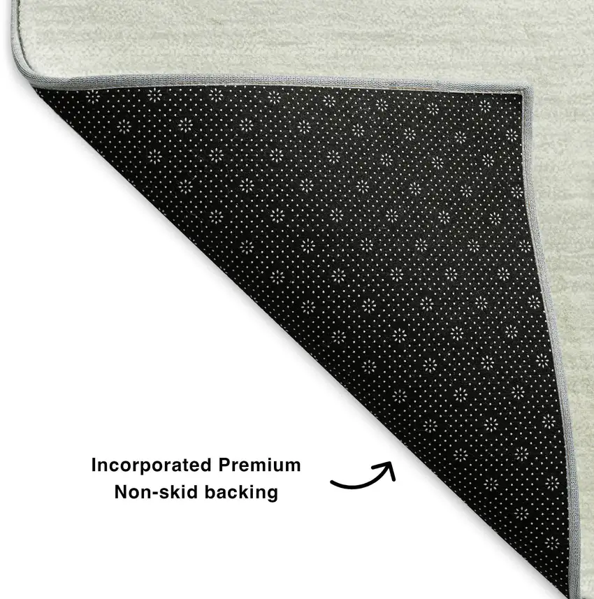 Artichoke Green And Ivory Abstract Washable Area Rug With UV Protection Photo 7