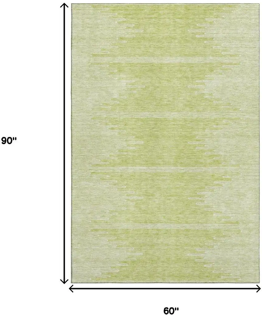 Artichoke Green And Ivory Abstract Washable Area Rug With UV Protection Photo 3