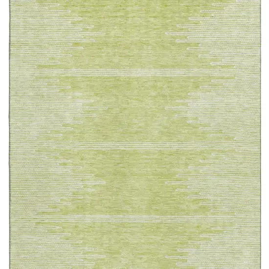 Artichoke Green And Ivory Abstract Washable Area Rug With UV Protection Photo 4