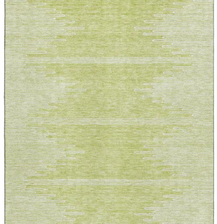 Artichoke Green And Ivory Abstract Washable Area Rug With UV Protection Photo 4