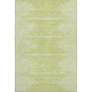 Photo of Artichoke Green And Ivory Abstract Washable Area Rug With UV Protection