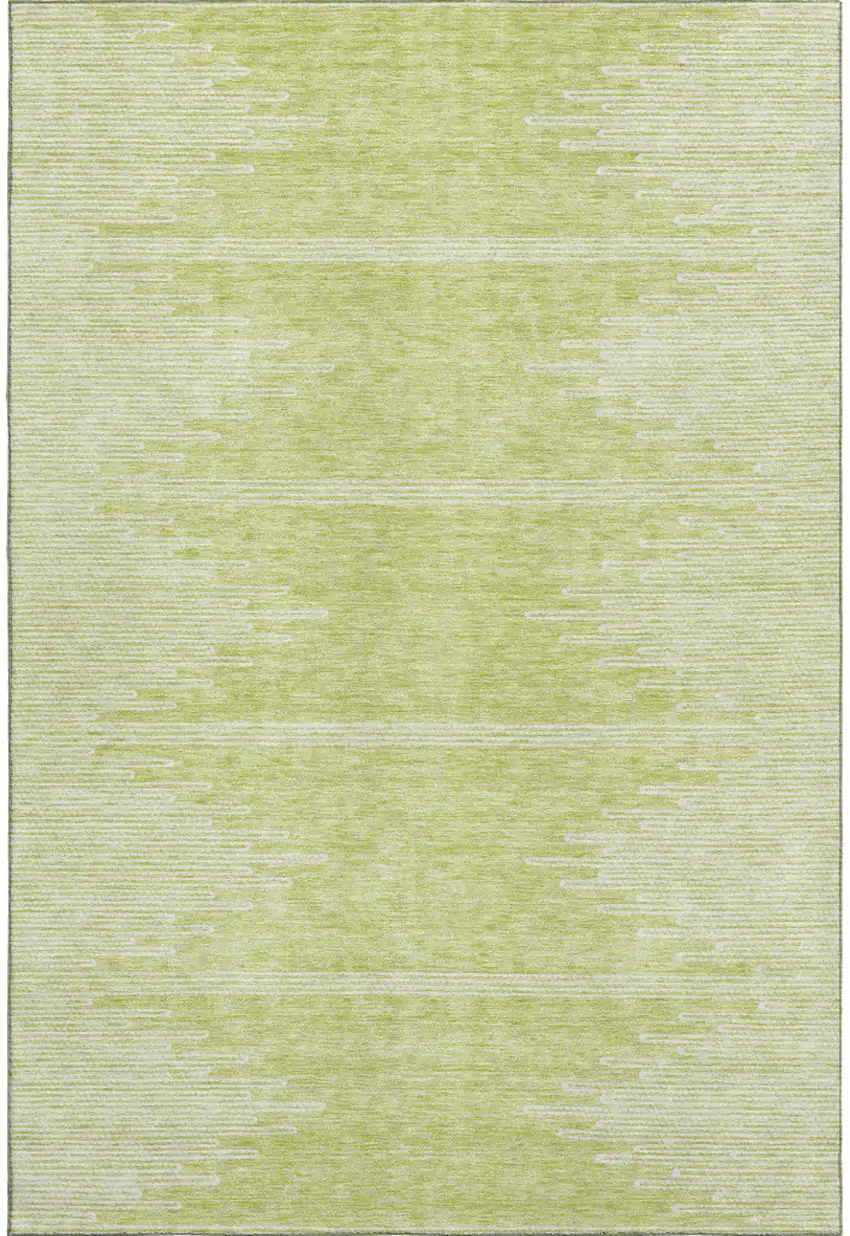 Artichoke Green And Ivory Abstract Washable Area Rug With UV Protection Photo 1