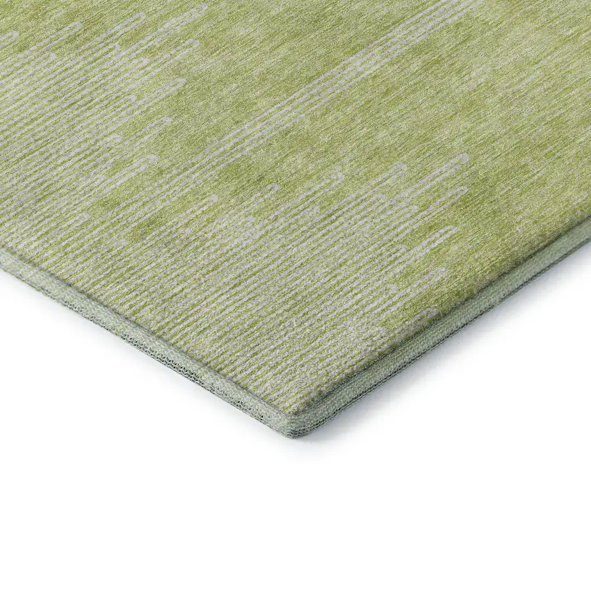 Artichoke Green And Ivory Abstract Washable Area Rug With UV Protection Photo 8