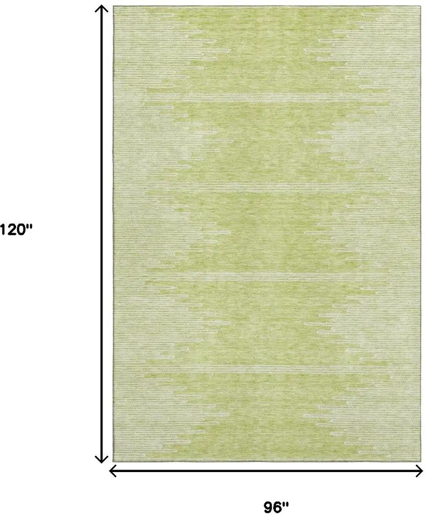 Artichoke Green And Ivory Abstract Washable Area Rug With UV Protection Photo 3