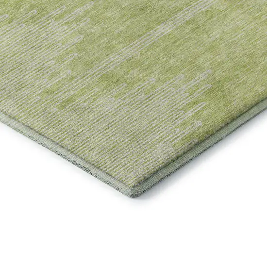 Artichoke Green And Ivory Abstract Washable Area Rug With UV Protection Photo 8