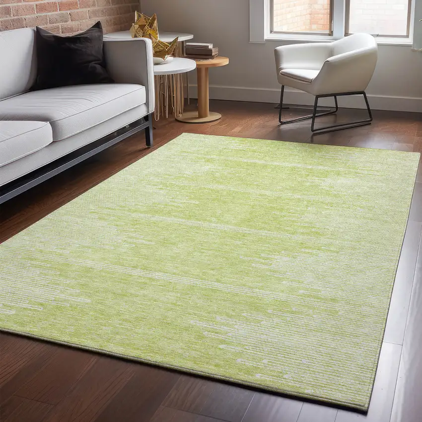 Artichoke Green And Ivory Abstract Washable Area Rug With UV Protection Photo 4