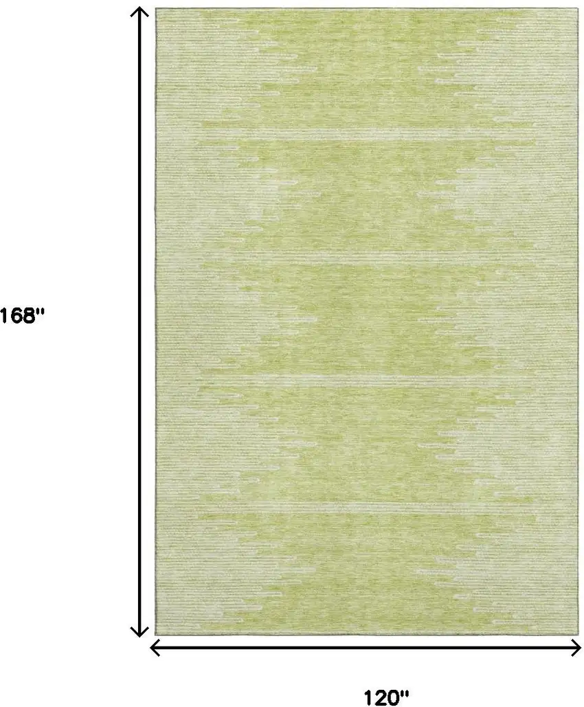 Artichoke Green And Ivory Abstract Washable Area Rug With UV Protection Photo 3