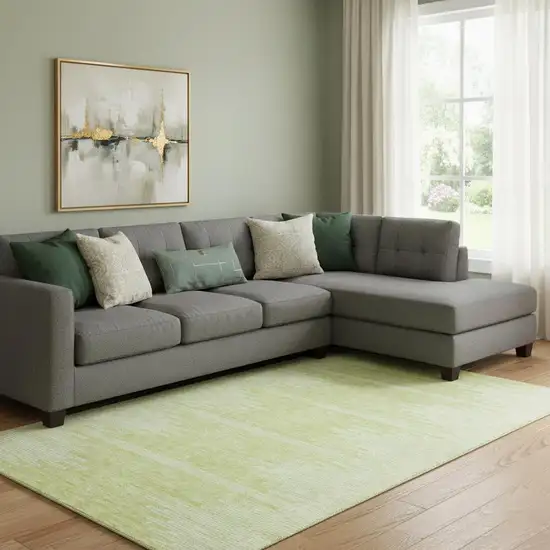 Artichoke Green And Ivory Abstract Washable Area Rug With UV Protection Photo 1