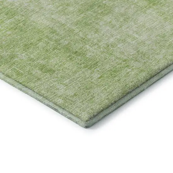 Artichoke Green And Ivory Abstract Washable Area Rug With UV Protection Photo 7