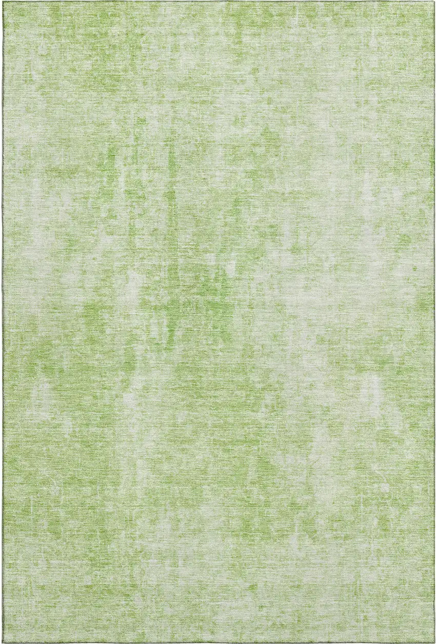 Artichoke Green And Ivory Abstract Washable Area Rug With UV Protection Photo 1