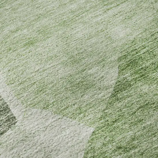 Artichoke Green And Ivory Abstract Washable Area Rug With UV Protection Photo 9