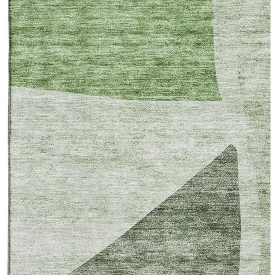 Artichoke Green And Ivory Abstract Washable Area Rug With UV Protection Photo 5