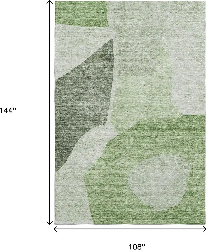 Artichoke Green And Ivory Abstract Washable Area Rug With UV Protection Photo 3