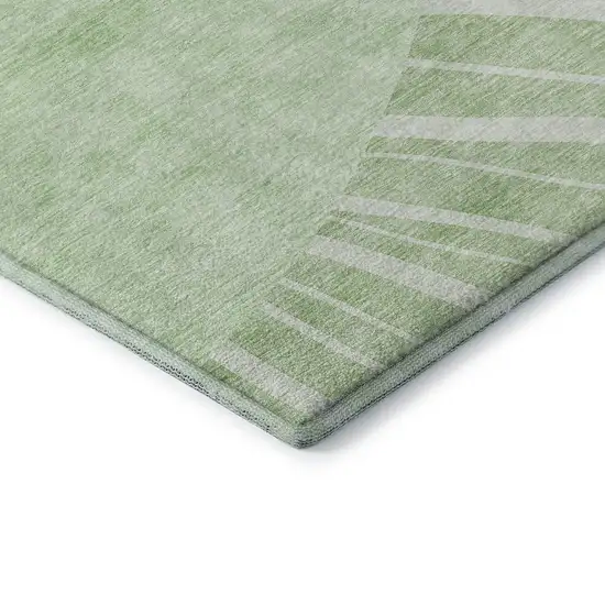 Artichoke Green And Ivory Abstract Washable Area Rug With UV Protection Photo 7