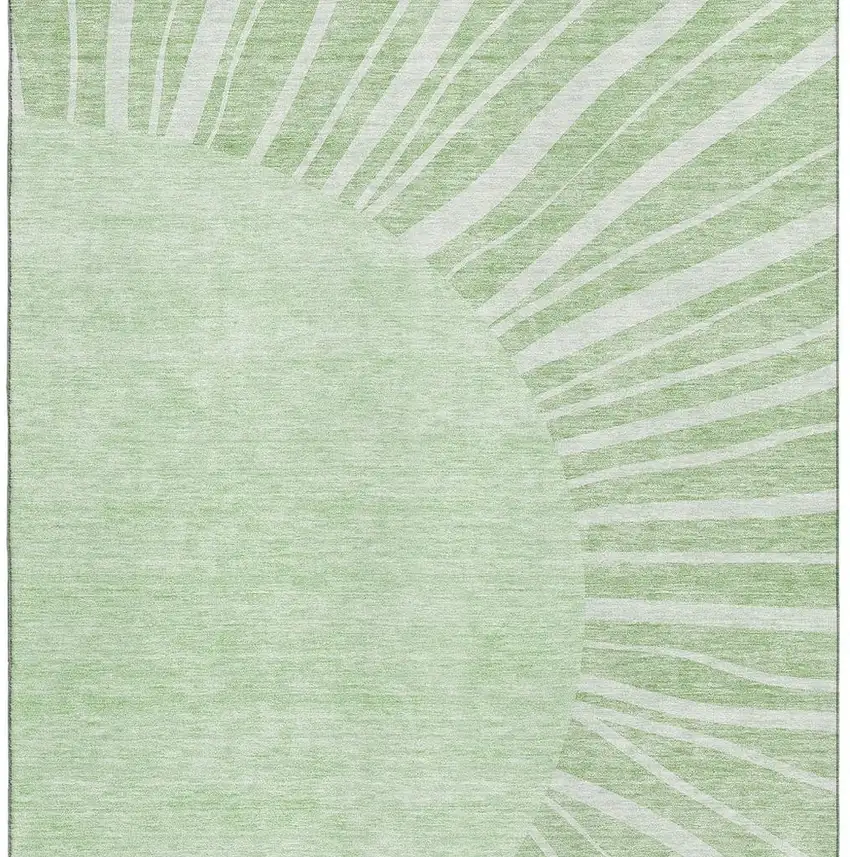 Artichoke Green And Ivory Abstract Washable Area Rug With UV Protection Photo 2