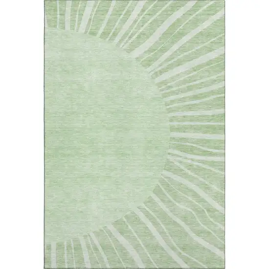 Artichoke Green And Ivory Abstract Washable Area Rug With UV Protection Photo 1