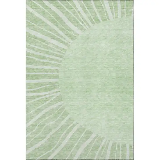 Artichoke Green And Ivory Abstract Washable Area Rug With UV Protection Photo 3