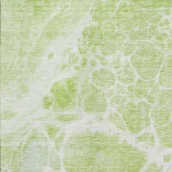 Artichoke Green And Ivory Abstract Washable Area Rug With UV Protection Photo 2