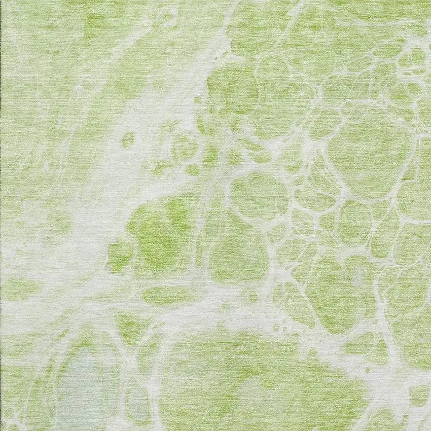 Artichoke Green And Ivory Abstract Washable Area Rug With UV Protection Photo 2