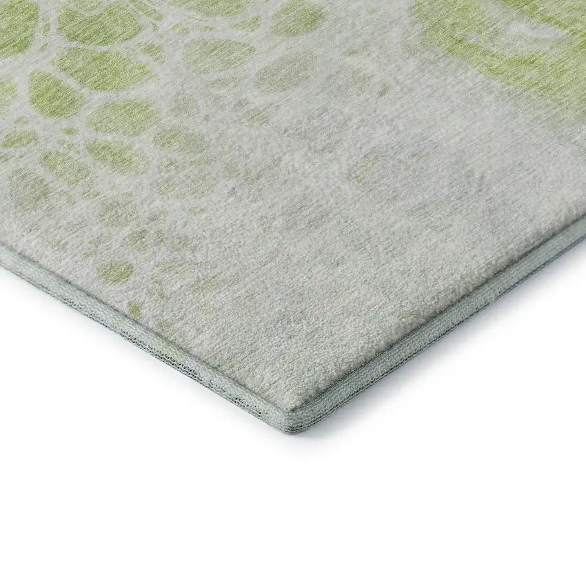 Artichoke Green And Ivory Abstract Washable Area Rug With UV Protection Photo 7