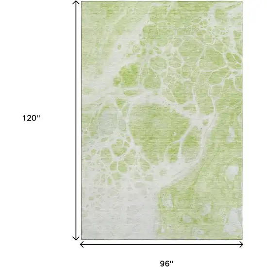 Artichoke Green And Ivory Abstract Washable Area Rug With UV Protection Photo 3