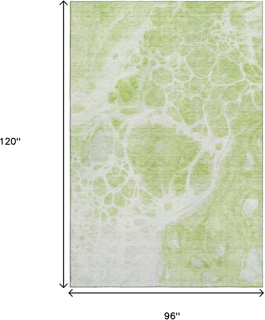 Artichoke Green And Ivory Abstract Washable Area Rug With UV Protection Photo 3