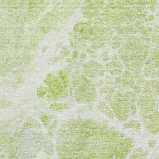 Artichoke Green And Ivory Abstract Washable Area Rug With UV Protection Photo 2