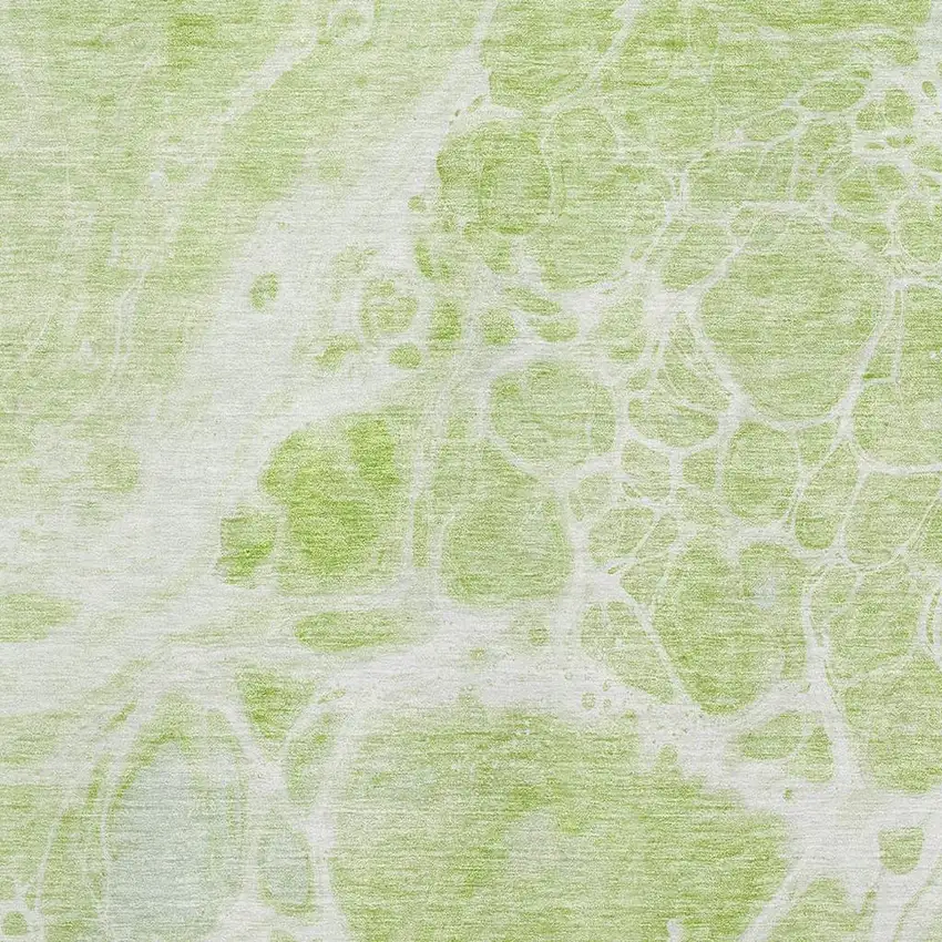 Artichoke Green And Ivory Abstract Washable Area Rug With UV Protection Photo 2