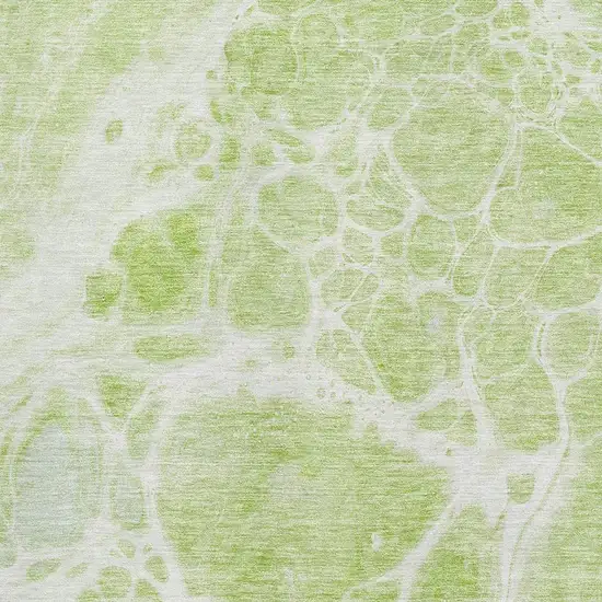 Artichoke Green And Ivory Abstract Washable Area Rug With UV Protection Photo 2