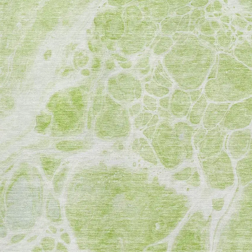 Artichoke Green And Ivory Abstract Washable Area Rug With UV Protection Photo 2