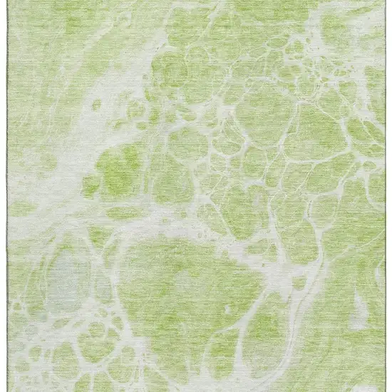 Artichoke Green And Ivory Abstract Washable Area Rug With UV Protection Photo 3