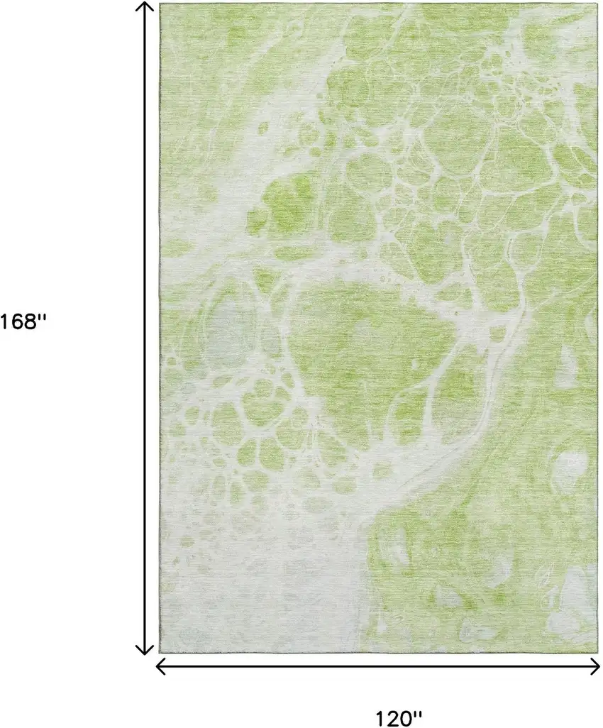 Artichoke Green And Ivory Abstract Washable Area Rug With UV Protection Photo 3