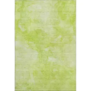 Photo of Artichoke Green And Ivory Abstract Washable Area Rug With UV Protection