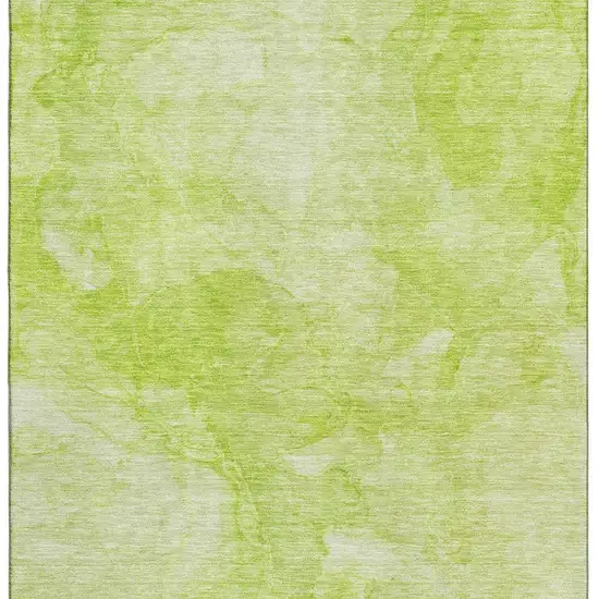 Artichoke Green And Ivory Abstract Washable Area Rug With UV Protection Photo 3