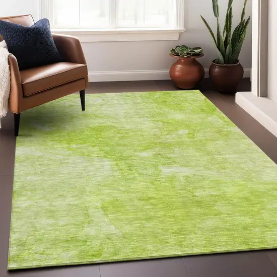 Artichoke Green And Ivory Abstract Washable Area Rug With UV Protection Photo 5