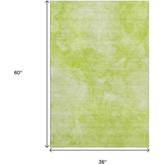 Artichoke Green And Ivory Abstract Washable Area Rug With UV Protection Photo 6