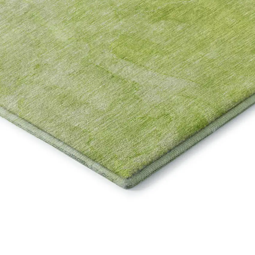 Artichoke Green And Ivory Abstract Washable Area Rug With UV Protection Photo 8
