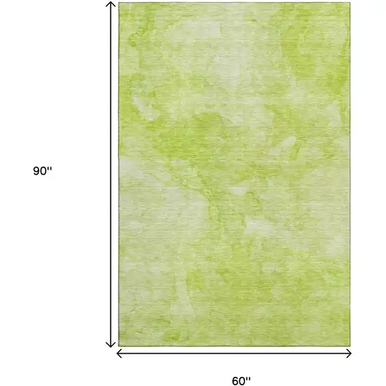 Artichoke Green And Ivory Abstract Washable Area Rug With UV Protection Photo 3