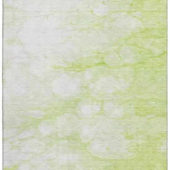 Artichoke Green And Ivory Abstract Washable Area Rug With UV Protection Photo 3