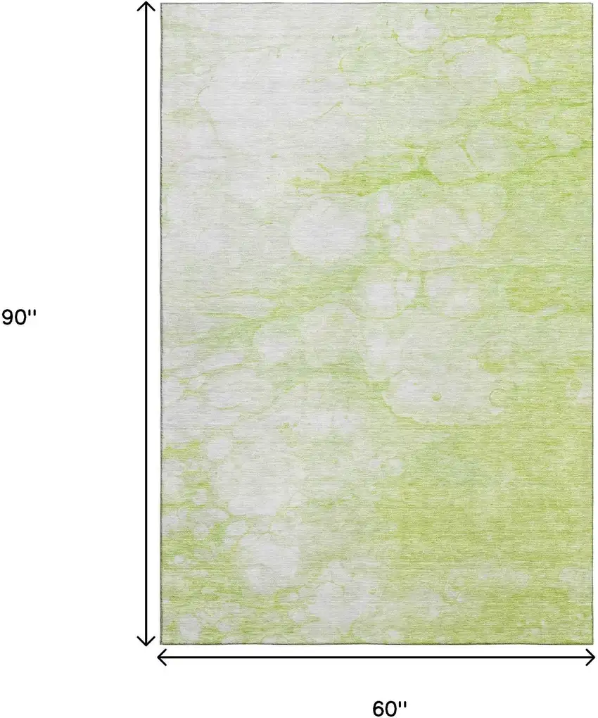 Artichoke Green And Ivory Abstract Washable Area Rug With UV Protection Photo 3
