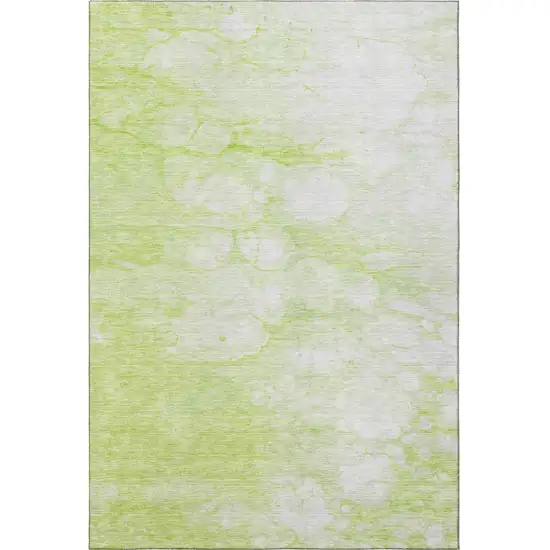 Artichoke Green And Ivory Abstract Washable Area Rug With UV Protection Photo 3