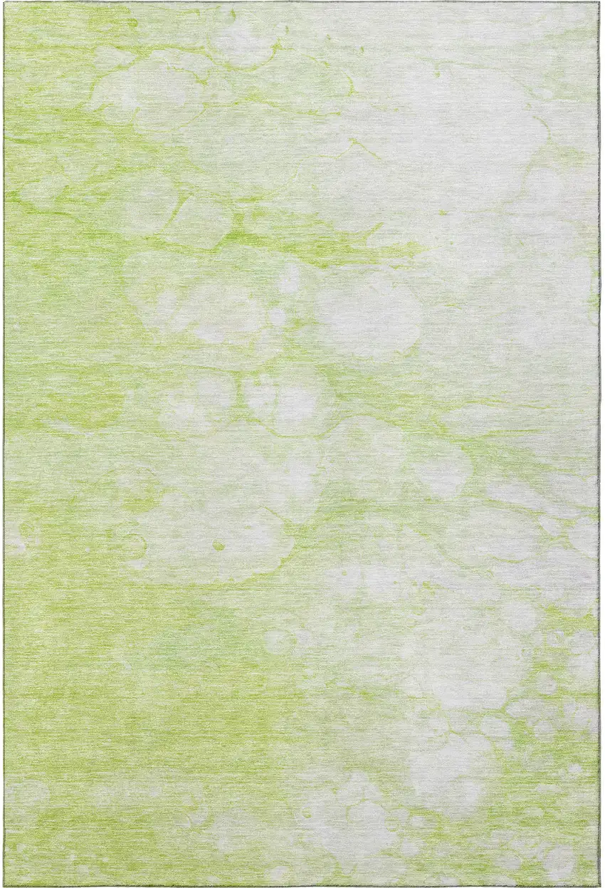Artichoke Green And Ivory Abstract Washable Area Rug With UV Protection Photo 3