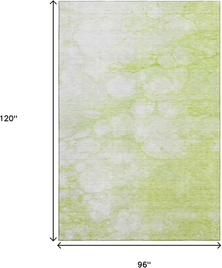Artichoke Green And Ivory Abstract Washable Area Rug With UV Protection Photo 3