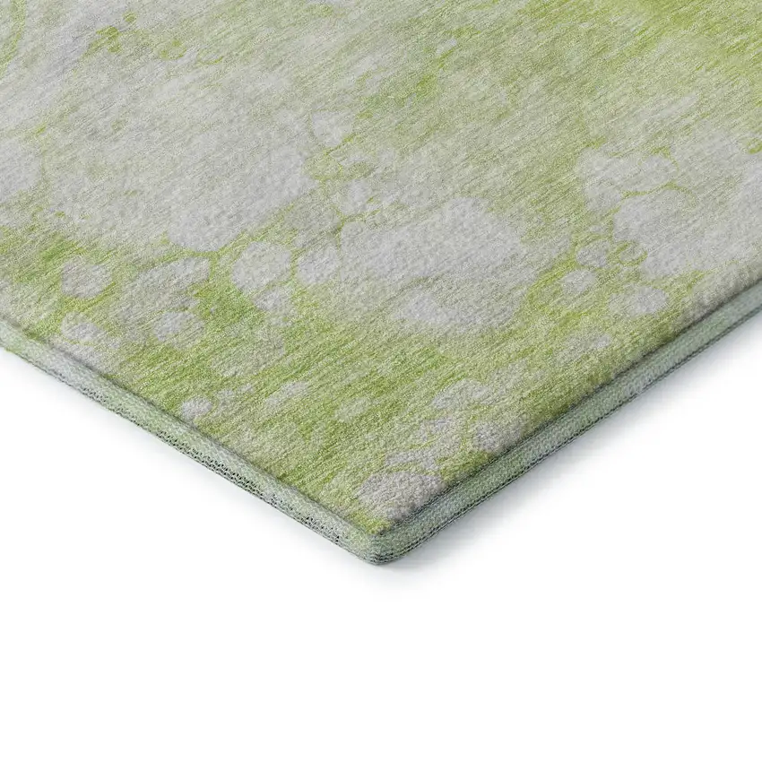 Artichoke Green And Ivory Abstract Washable Area Rug With UV Protection Photo 7