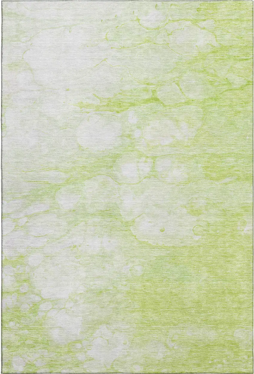 Artichoke Green And Ivory Abstract Washable Area Rug With UV Protection Photo 1