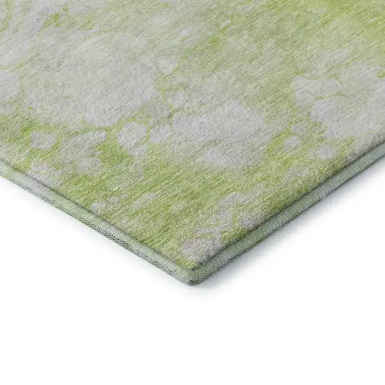 Artichoke Green And Ivory Abstract Washable Area Rug With UV Protection Photo 7