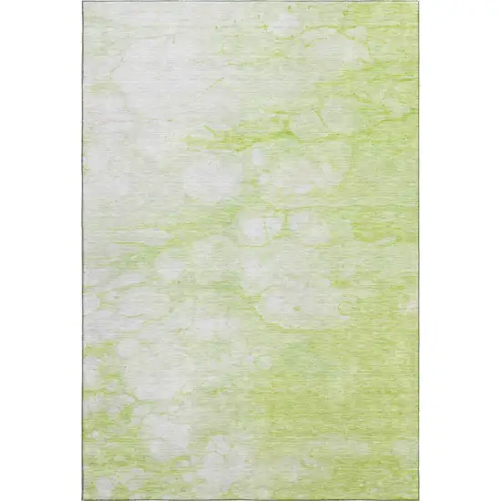Artichoke Green And Ivory Abstract Washable Area Rug With UV Protection Photo 1