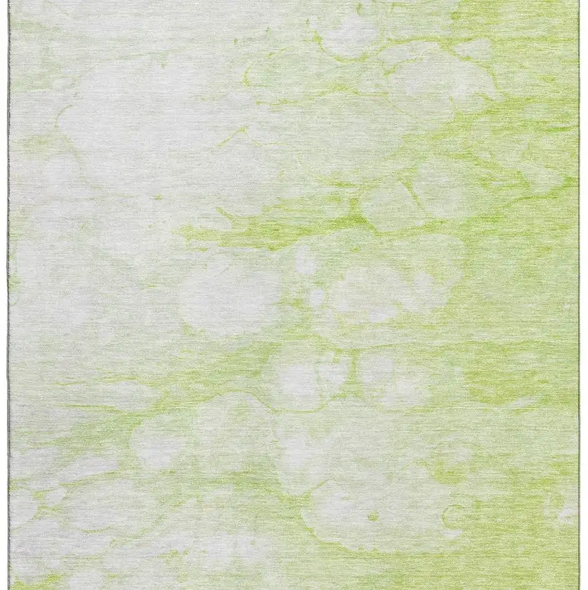 Artichoke Green And Ivory Abstract Washable Area Rug With UV Protection Photo 3