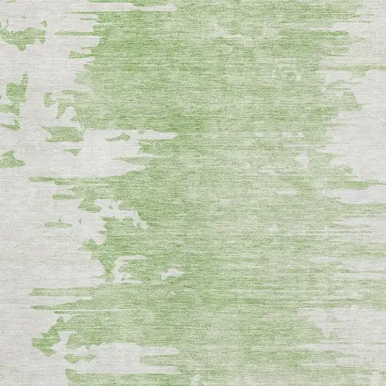 Artichoke Green And Ivory Abstract Washable Area Rug With UV Protection Photo 2