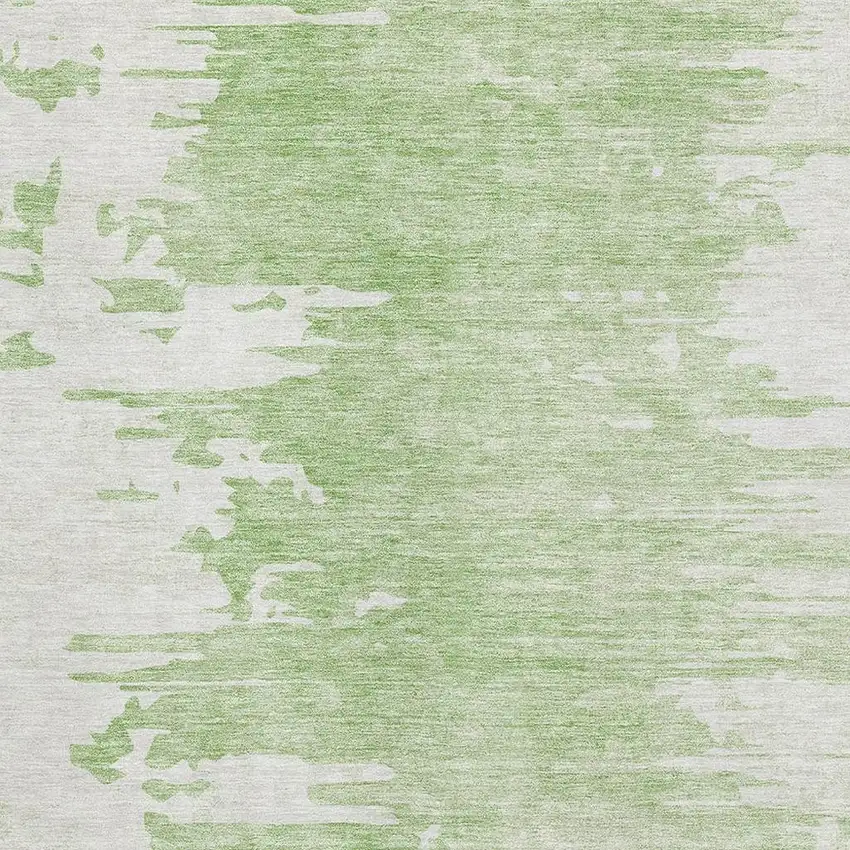 Artichoke Green And Ivory Abstract Washable Area Rug With UV Protection Photo 2